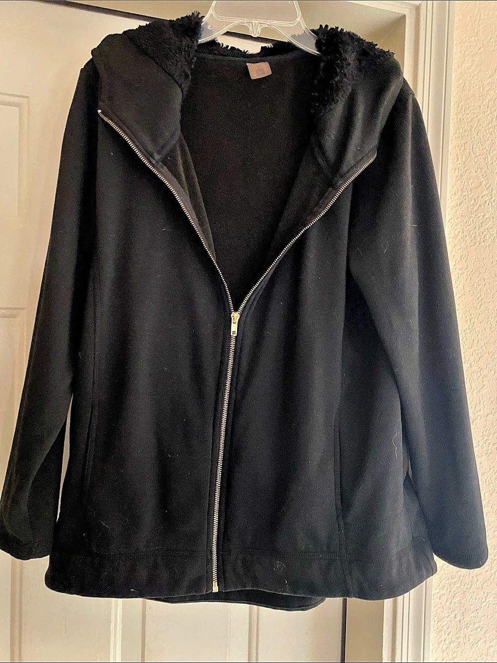 Faux Fur Zipper Hoodie Jacket